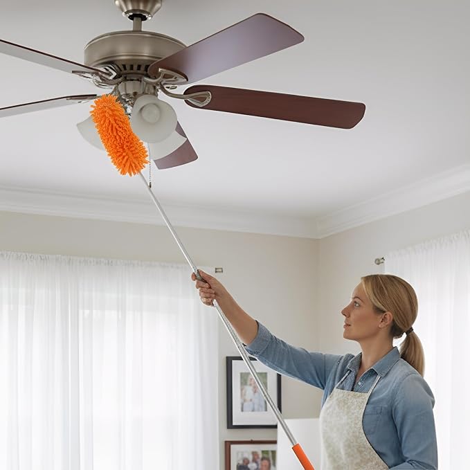 Duster for Cleaning Hand Duster Cleaning Supplies for Office Car Window Furniture Ceiling(Orange Color,0.9 ft)